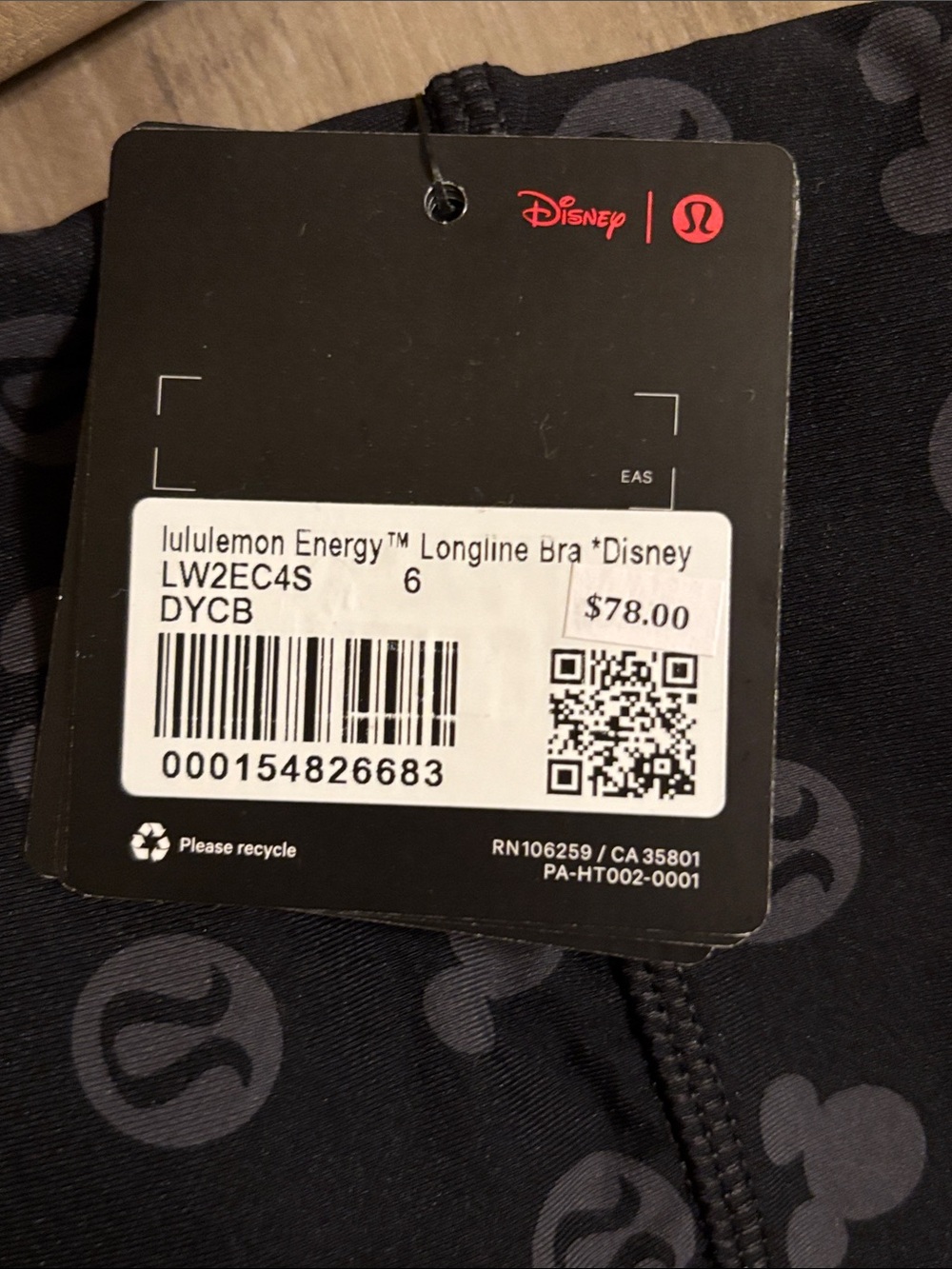 NWT Lululemon X Disney Energy Longline Bra - Picture 3 of 3